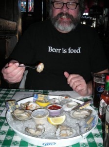 Rich with his half dozen oysters at Silky's